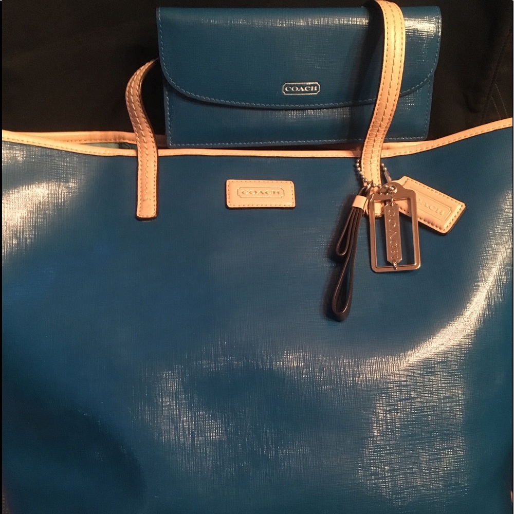 Coach Park Metro crossgrain Blue natural+ wallet
